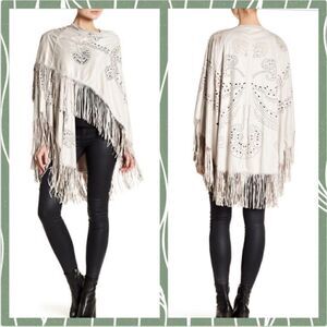 NWT MSRP $147 Insight Fringe Faux Suede Cape Women's One Size
